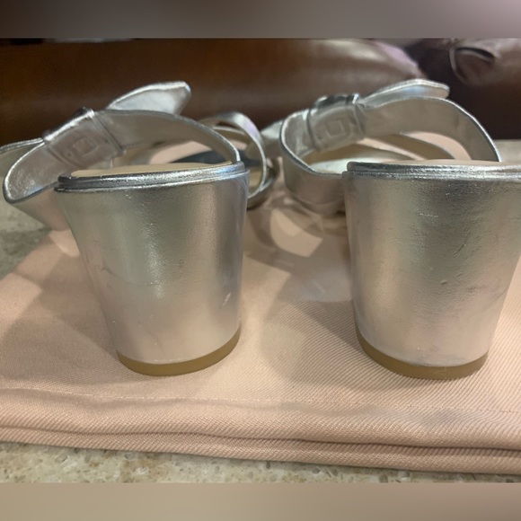 NWOT Stuart Weitzman Bandeau Block Silver Leather Slide Sandal Size 7.5 - Picture 4 of 6